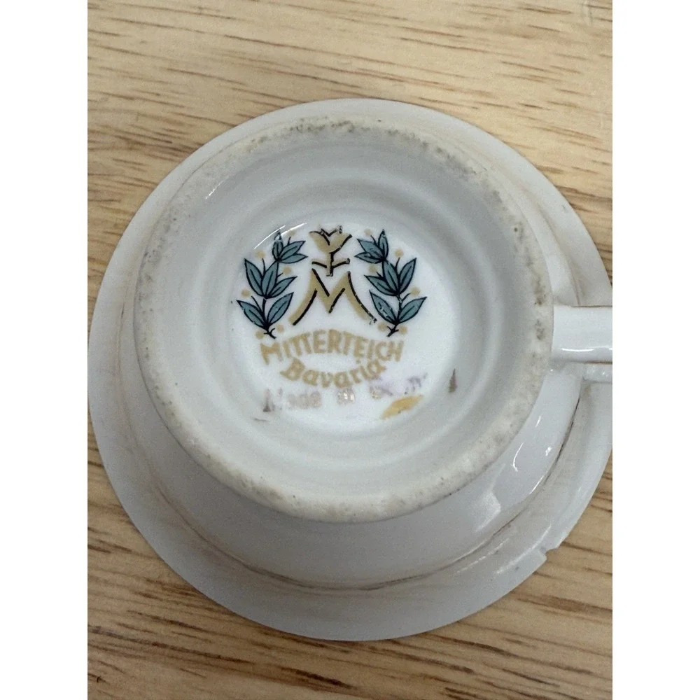 Vintage Tea Cup‎ & Saucer. Bavaria Germany Miniature Mitterteich #61